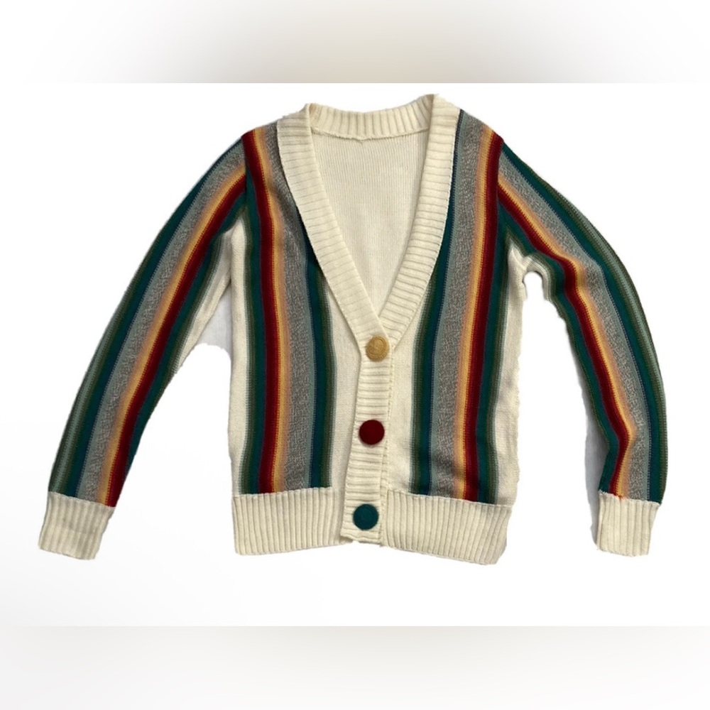 Multicolor Striped Women's Cardigan Sweater
